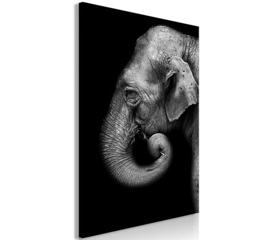 Tableau Portrait D'eléphant (1 Partie) Vertical 40 X 60 Cm Noir