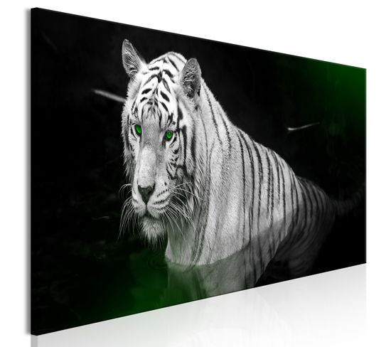 Tableau Shining Tiger (1 Part) Vert Étroit 150 X 50 Cm Noir