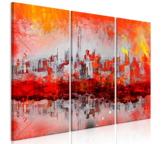 Tableau New York Sunset 90 X 60 Cm Rouge
