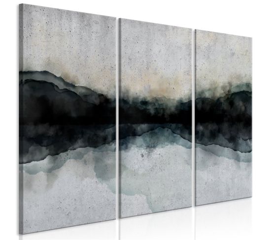 Tableau Mountain Surface Of The Lake 120 X 80 Cm Gris