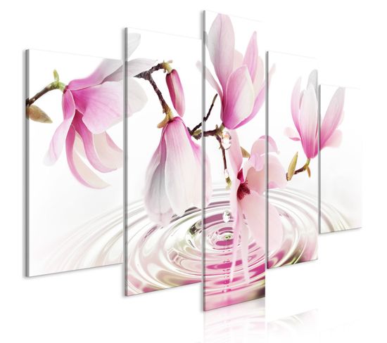 Tableau Magnolias Over Water Wide Pink 200 X 100 Cm Rose