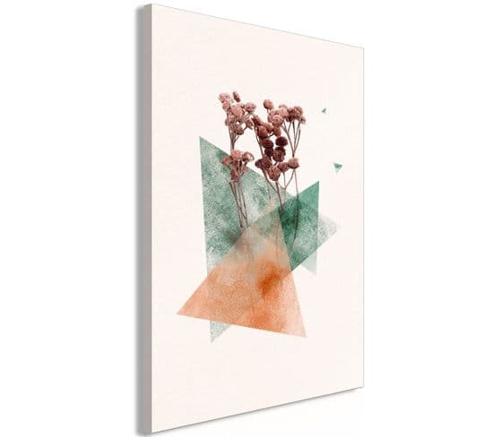 Tableau Modernist Flower Vertical 60 X 90 Cm Blanc