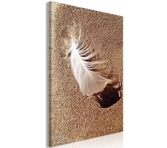 Tableau Feather On The Sand Vertical 40 X 60 Cm Beige