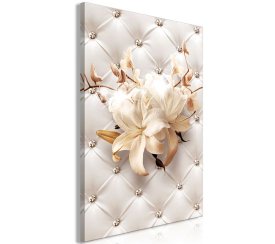 Tableau Diamond Lilies Vertical 60 X 90 Cm Blanc