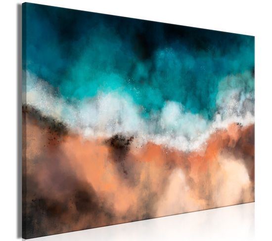 Tableau Waves In The Sand Wide 120 X 80 Cm Bleu