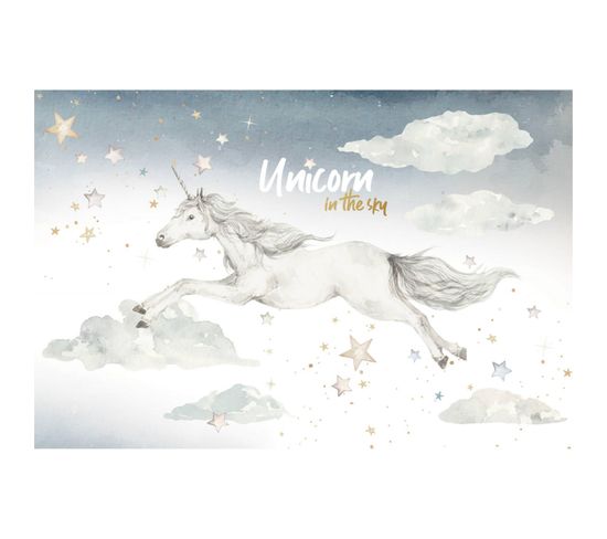 Licorne Céleste Et Étoiles: Déco Murale Enchantée 150 X 100 Cm Blanc