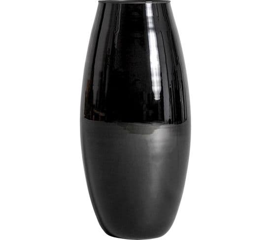 Vase Donet Noir Brillant Style Art Déco En Cristal