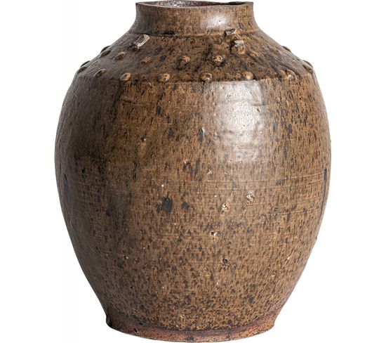 Vase Céramique Ton Marron Style Colonial