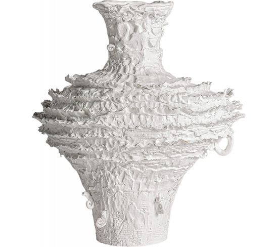 Vase Basilio Blanc Élégant Style Art Déco En Résine