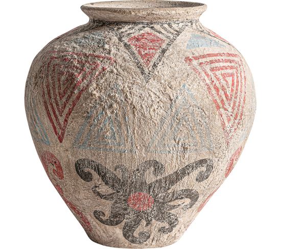 Vase Ethnique Multicolore En Terracota