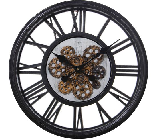 Horloge Murale Engrenages Visibles Style Industriel