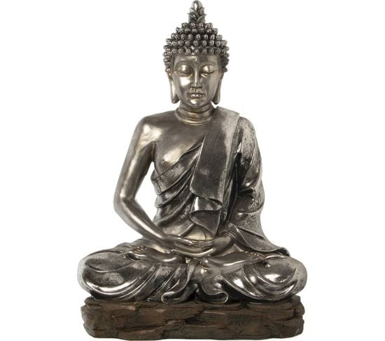 Statue Bouddha Argenté Élégant Pour Déco Zen