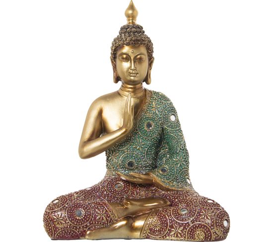 Statue Bouddha Doré Résine, Élément Zen Pour Intérieur