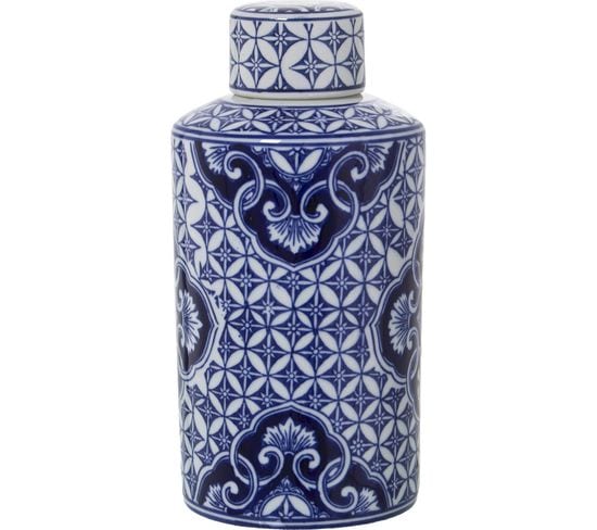 Vase Céramique Bleu Blanc Élégant Et Raffiné