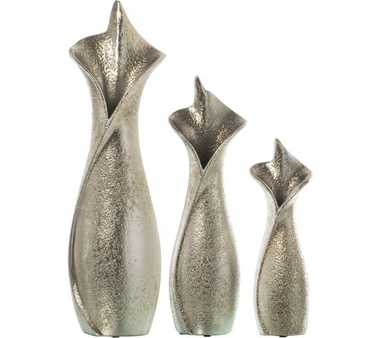 Vase Céramique Argentée Élégante Pour Décor Moderne