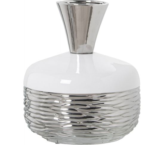 Vase Céramique Blanc Argent Élégance Intérieure