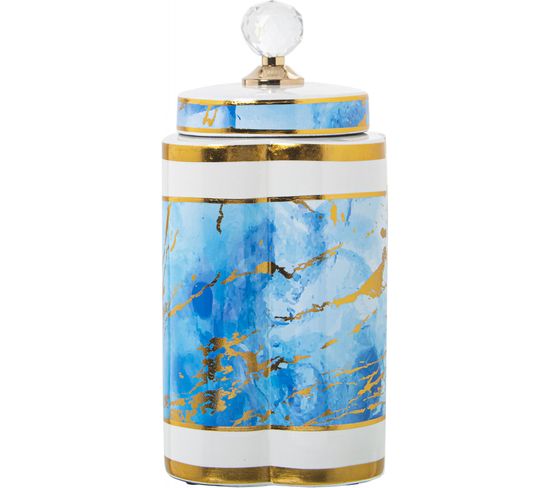 Vase Céramique Bleu Élégance Dorée Pour Décoration Chic
