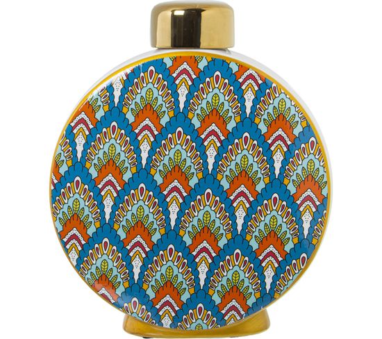 Vase Céramique Coloré Avec Finition Dorée Élégante