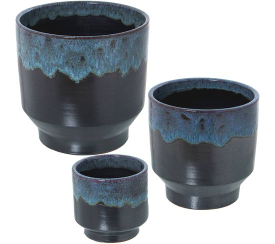 Cache-pot Élégance Céramique Bleu Noir Décoratif