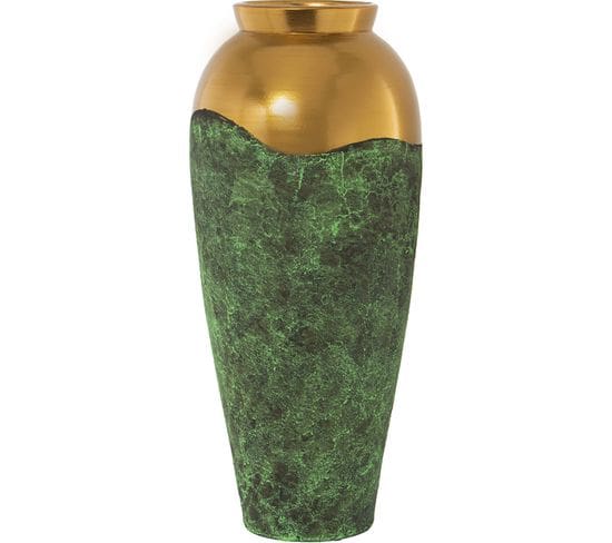 Vase Élégance Verte Et Dorée, Chic Pour Intérieur