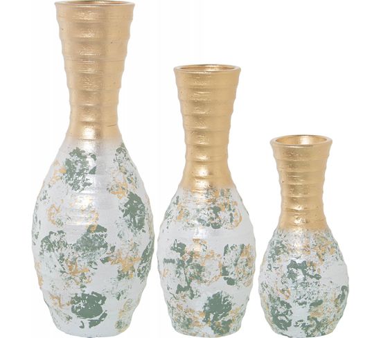 Vase Céramique Vert Et Or Pour Une Déco Élégante