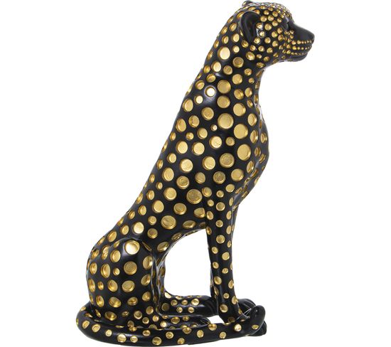 Sculpture Léopard Noir Orné D'or Pour Une Élégance Intérieure