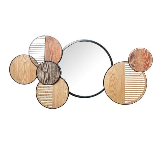 Miroir Design Circulaire Mix Matières Bois Métal
