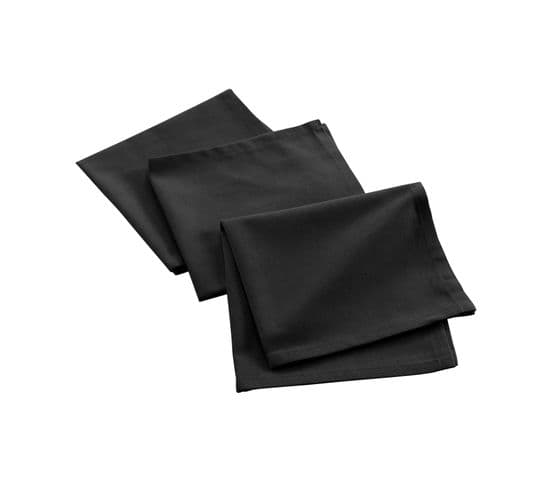 3 Serviettes De Table Coton Recycle Grand Mistral Noir