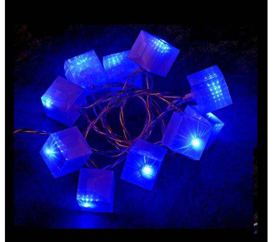 Guirlande Cubes Lumineux 10 LED Bleue