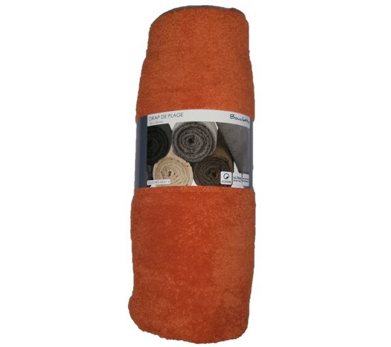 Serviette Drap De Plage 100 X 180 Cm Bouclette Uni Orange