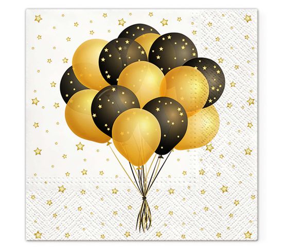 Lot De 20 Serviettes En Papier 33 X 33 Cm Ballons Festifs
