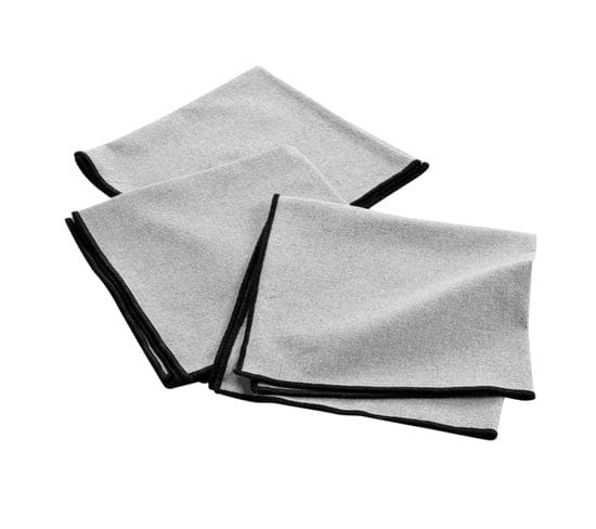 3 Serviettes De Table Coton Recycle 40 X 40 Cm Mistralines Gris Chine