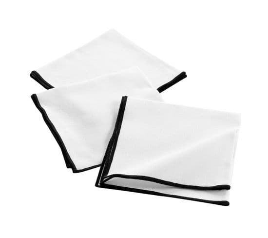3 Serviettes De Table Coton Recycle 40 X 40 Cm Mistralines Blanc