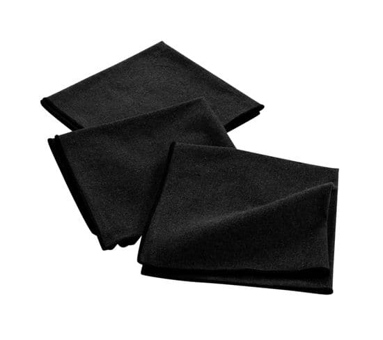 3 Serviettes De Table Coton Recycle 40 X 40 Cm Mistralines Noir