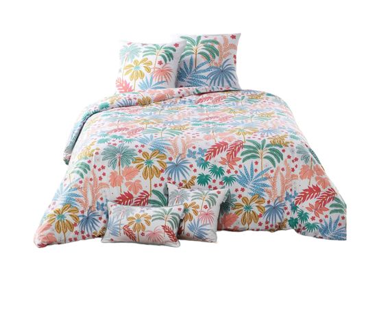 Housse Couette + 2 Taies 220 X 240 Cm Feuilles Maya