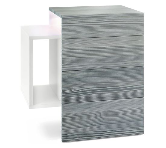 Table De Chevet Blanc Mat Et Avola Anthracite (lxhxp) : 60 X 63 X 36 + LED