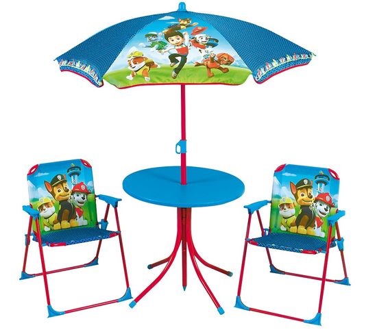 Set De Jardin Enfant - Pat'patrouille - Table Parasol Et 2 Chaises Pliantes