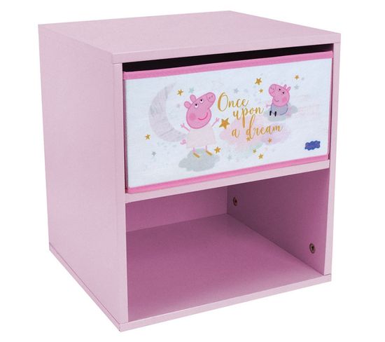 Table De Chevet Peppa Pig Once Upon à Dream Rose Pour Enfant Avec Tiroir H.36 X L.33 X P.30 Cm