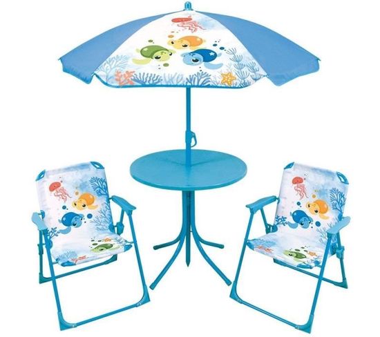 Ma Petite Carapace Salon De Jardin Tortues Comprenant Table + 2 Chaises + 1 Parasol - Pour Enfant