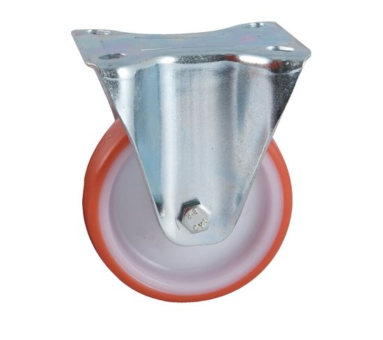 Roulette D100mm Polyuréthane Rouge Platine Fixe - Avl - 504822o