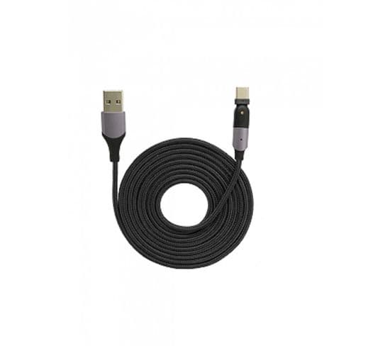 Cable Usb-a Male Pivotable , Usb-c Male Longueur 1.20m  Dy-tu4671 Pour Smartphone