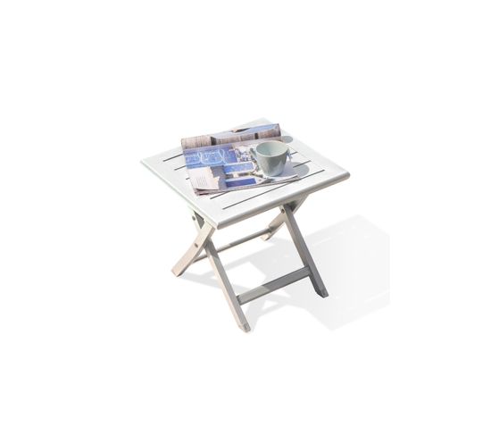 Table Basse De Jardin Pliante En Aluminium Blanc - Marius