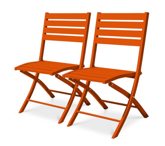 Lot De 2 Chaises De Jardin En Aluminium Orange - Marius