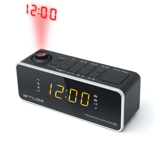 Radio Réveil Double Alarme Avec Projecteur Noir - M188p