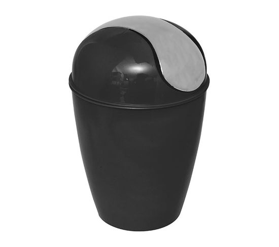 Mini-poubelle De Salle De Bain 1.7l Avec Couvercle à Bascule  - Noir