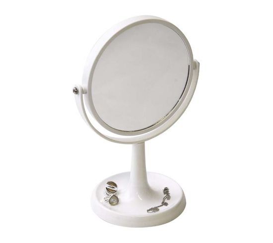 Miroir Sur Pied Blanc 1 Face Normale Et 1 Face Grossissante X3
