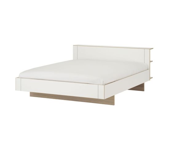 lit en bois blanc et cedre avec niches 140x190 lt5038 lit but