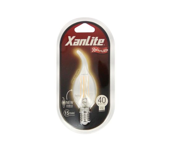 Ampoule à Filament LED Flamme, Culot E14, 4w Cons. (40w Eq.), Lumière Blanc Chaud