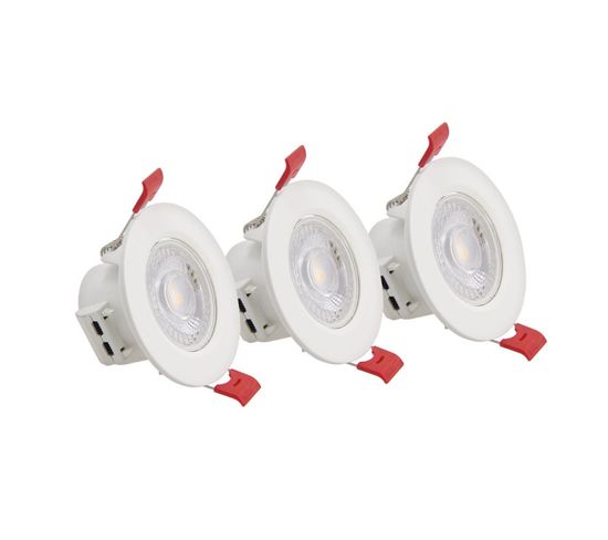 Lot De 3 Spots Encastrable LED Intégrés - Orientable - Cons. 4.5w (eq. 50w) - 345 Lumens - Blanc