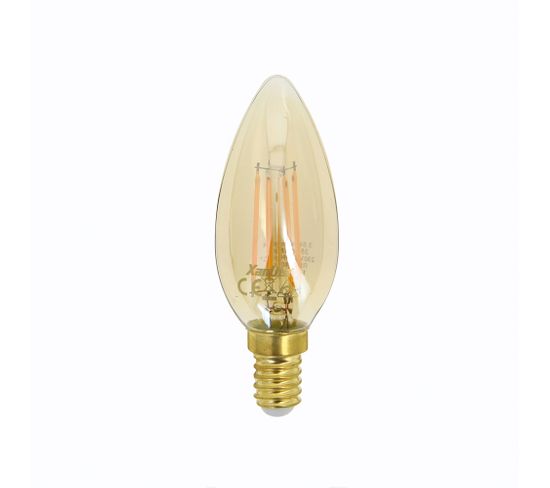 Ampoule LED Flamme / Vintage Au Verre Ambré, Culot E14, 4w Cons. (30w Eq.), 350 Lumens, Lumière
